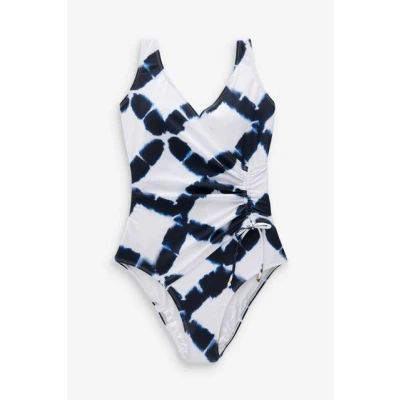 Abbildung von Next Ruched SIDE Shape Enhancing Badeanzug, Damen, Größe: 48, White blue tie dye