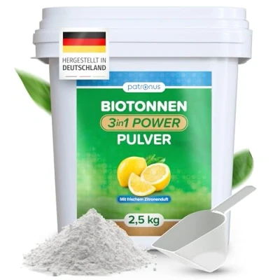 Abbildung von Biotonnenpulver bei Maden und Geruch 2,5kg [Vorteilspack] effektiver Schutz vor in der Mülltonne, verhindert Schimmel Feuchtigkeit, biologisch abbaubar für kompostierbare Abfälle