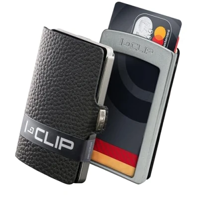 Abbildung von I CLIP Original Mini Wallet mit Geldklammer Slim Kleiner Geldbeutel Premium Portemonnaie Kartenetui Pure Schwarz