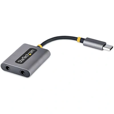 Abbildung von StarTech.com USB C Audio Splitter, Typ Dual Kopfhörer Splitter/Adapter mit Mikrofoneingang, auf Klinke für 2 Gleichzeitig, AUX Adapter, 24 bit DAC (USBC Splitter)