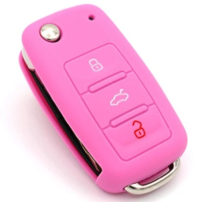 Abbildung von Schlüssel Hülle VA für 3 Tasten Auto Silikon Cover von Finest Folia (Rosa)
