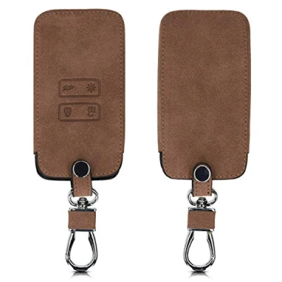 Abbildung von kwmobile Autoschlüssel Hülle kompatibel mit Renault 4 Tasten Smartkey (nur Keyless Go) Wildlederoptik Kunstleder Schutzhülle Schlüsselhülle Cover Braun