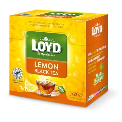 Abbildung von LOYD® Schwarztee Schwarzer Tee mit Zitrone 20 Teebeutel 40g Black Tea Hochwertige Mischung aus schwarzen Teesorten Hochwertigen Teeblättern Schwarzteebeutel Express