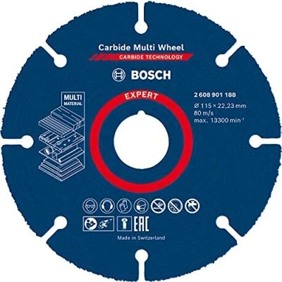 Abbildung von Bosch Professional 10x Expert Carbide Multi Wheel Trennscheiben (für Hartholz, Ø 115 mm, Zubehör Kleiner Winkelschleifer)