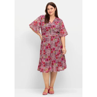 Abbildung von Sheego Midikleid &quot;Große Größen&quot;, mit Flügelärmeln und Bindegürtel