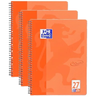 Abbildung von Oxford TOUCH A4+ Collegeblock, 80 Blatt, OPTIK PAPER+®, Doppelspirale, Mikroperforation, scribzee kompatibel (koralle liniert)