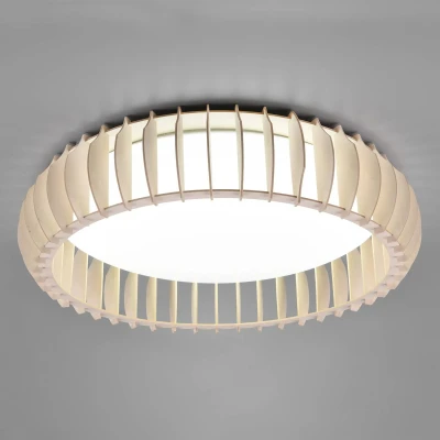 Abbildung von Reality Leuchten LED Deckenleuchte Monte R62171930, Naturholz, Schirm Kunststoff weiß, inklusiv 38Watt LED, Fernbedienung, Durchmesser 60cm