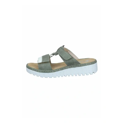 Abbildung von Rieker Keilpantolette Sommerschuh, Strandschuh, Keilabsatz, mit zwei Klettverschlüssen