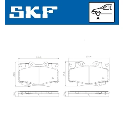 Abbildung von SKF VKBP 80820 A Bremsbelagsatz mit akustischer Verschleißwarnung TOYOTA: Land Cruiser Prado 90, 70 SUV, 80