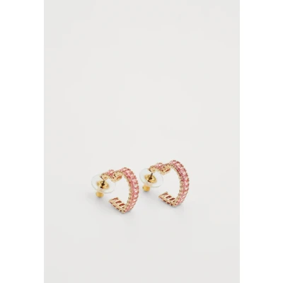 Abbildung von Swarovski Matrix Kreolen, Baguette Schliff, Herz, Klein, Rosa, Goldlegierungsschicht