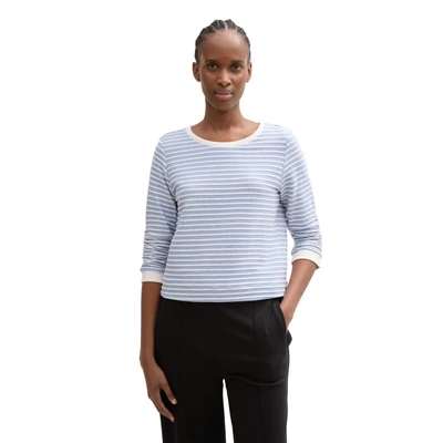 Abbildung von TOM Tailor Denim Striped Strickpullover, Damen, Größe: Large, Bright blue