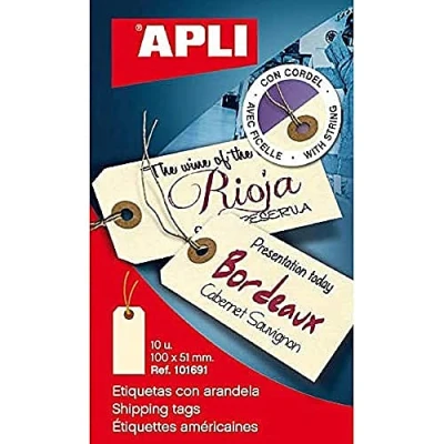 Abbildung von Apli 101691 Packung mit 10 amerikanischen Etiketten Schnur, Maße: 100 x 51 mm