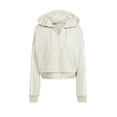 Abbildung von adidas Sportswear Essentials 3 Stripes Quarter Kapuzenpullover, Damen, Größe: XXL, White