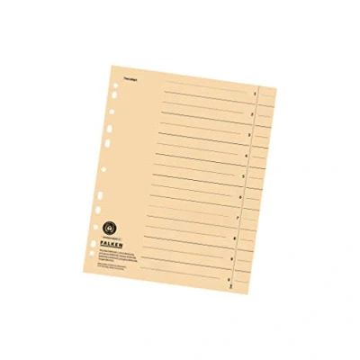 Abbildung von Original Falken 100er Pack Trennblätter. Made in Germany. Aus Recycling Karton für DIN A4 chamois Trennlaschen Trennblätter Ordner Register Kalender Blauer Engel