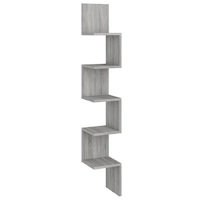 Abbildung von vidaXL Wand Eckregal, Wandregal für Schlafzimmer Wohnzimmer, Hängeregal mit viel Stauraum, Wandablage Bücherregal Regal, Grau Sonoma Holzwerkstoff