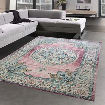 Abbildung von CARPETIA Teppich Outdoor Orientteppich Wohnzimmerteppich Ornamente in rosa Größe 120x170 cm