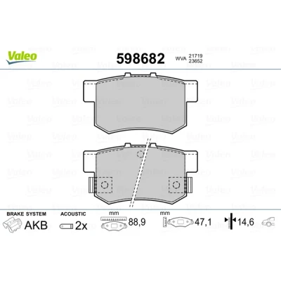 Abbildung von VALEO 598682 Bremsbelagsatz Hinterachse inkl. Verschleißwarnkontakt mit Anti Quietsch Blech HONDA: Shuttle, Accord 7 Limousine, Tourer