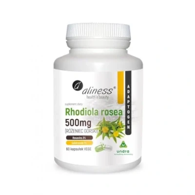 Abbildung von Aliness Rhodiola Rosea 500mg, Nahrungsergänzungsmittel mit Pflanzenextrakten, 60 kapseln