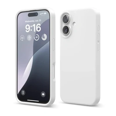 Abbildung von elago Premium Liquid Silikon Hülle Kompatibel mit iPhone 16 Hülle, Ganzkörper Handyhülle, Stoßfest, Schlanke Kratzfester weicher Mikrofaser Innenfutter, 6.1 Zoll (Weiß)