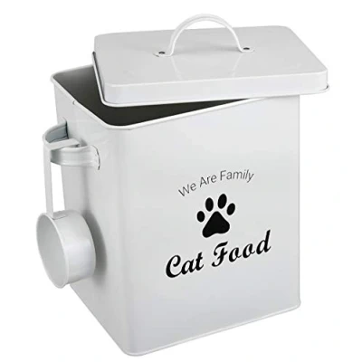 Abbildung von Pethiy Katzenfutter aufbewahrung box,Trockenfutterbox für katzen mit Schaufel und deckel,beschichteter Kohlenstoffstahl,vorratsbehälter Tiernahrung,2.5kg Kapazität