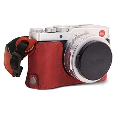 Abbildung von MegaGear MG1695 Ever Ready Kameratasche aus Echtleder, kompatibel mit Leica D Lux 7, Rot