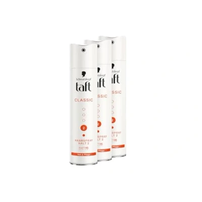 Abbildung von Schwarzkopf Taft Haarspray Classic (3x 250 ml), Haltegrad 2 Haarstyling, für strapaziertes Haar, Halt und Pflege, vegane Formel*