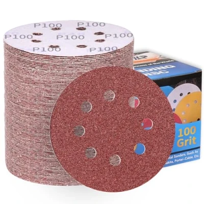 Abbildung von 100 Stück Schleifpapier 125mm Klett P100 Körnung Schleifscheiben 8 Löcher Rund Schleifblätter Profi für Exzenterschleifer ALPXUXP
