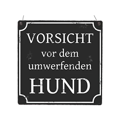Abbildung von Interluxe XL Holzschild Vorsicht VOR DEM UMWERFENDEN Hund Tierisch Shabby Vintage Türschild