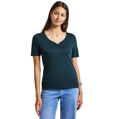 Abbildung von Street One MIT Herzausschnitt Tshirt basic, Damen, Größe: 44, Türkis
