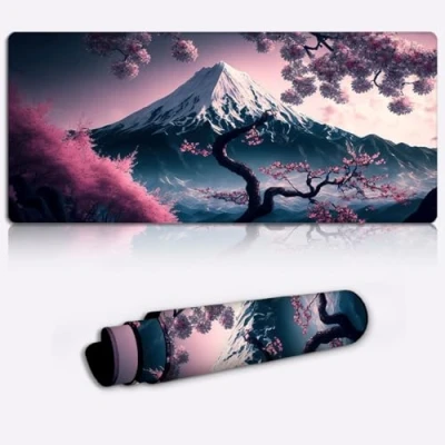 Abbildung von SIBREA Japanische Kirschblüten, erweitertes Gaming Mauspad, XXL großes pad, Computer Tastatur wasserdichtes Mauspad und rutschfeste Unterseite für Büro Gaming, 35 x 60 cm