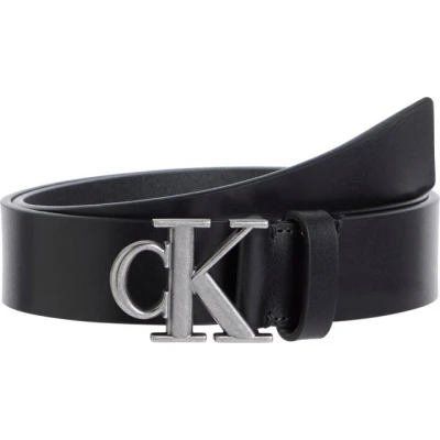 Abbildung von Calvin Klein Jeans Monogram Plaque Buckle Gürtel Black/antique silvercoloured, Herren, Größe: 125, silver coloured