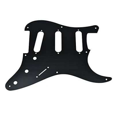 Abbildung von KAISH 8 Löcher Metall Aluminium eloxiert Vintage Stil ST/Strat SSS Pickguard Gitarre Pick Guard Schlagbrett für USA/Mexiko Stratocaster/Strat Schwarz