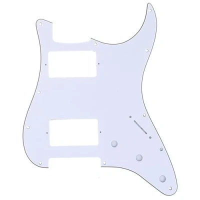Abbildung von Musiclily Pro 11 Löcher HH Strat Pickguard 2 Humbucker Gitarren Schlagbrett für Fender American/Mexican Standard Stratocaster Modern Style E Gitarre,3 lagig Weiß
