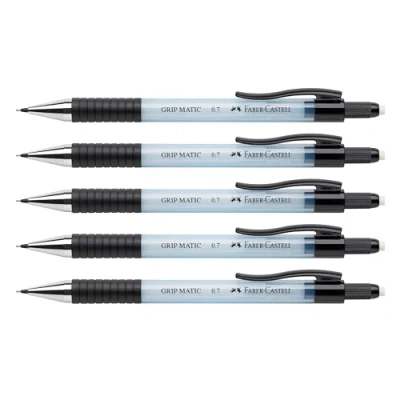 Abbildung von Faber Castell 205205 Druckbleistift Grip Matic sky blue, 5 Stück, Härtegrad B, Mine 0,7 mm, inkl. Radierer