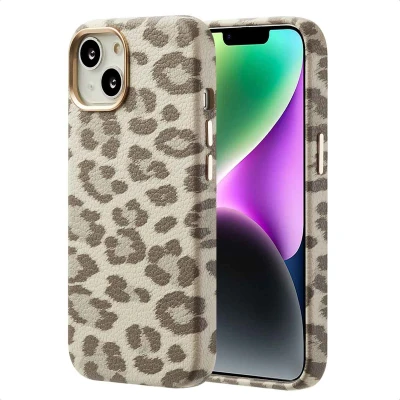 Abbildung von Apple iPhone 14 Hülle MagSafe Kunstleder Selencia Backcover Handyhülle Beige