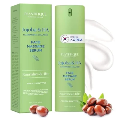 Abbildung von Plantifique Jojobaöl &amp; Hyaluronsäure Gesichtsserum für Gua Sha Massage mit Vitamin C, E, Niacinamid strahlende Haut Feuchtigkeitsspendendes Korean Skincare Anti Aging Serum Frauen Männer