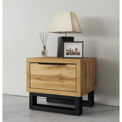 Abbildung von Home affaire Nachtkommode &quot;Bronne,Breite 55 cm, Nachttisch mit 1 Schublade&quot;, Moderner Nachtschrank, Metallgriff