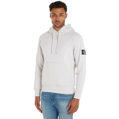 Abbildung von Calvin Klein Jeans Badge Hoodie Sweatshirt, Herren, Größe: XXS, Lunar rock