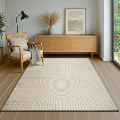 Abbildung von the carpet Everest moderner Kurzflor Teppich Wohnzimmer Schlafzimmer mit Hoch Tief Effekt, 3D hohe Flordichte und angenehm weich, Beige, 240 x 340 cm