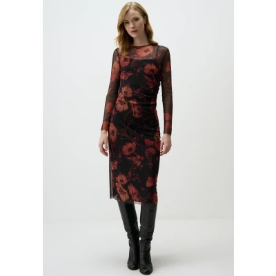 Abbildung von Jimmy Key Elegant Floral WITH Sheer Etuikleid, Damen, Größe: 40, Black