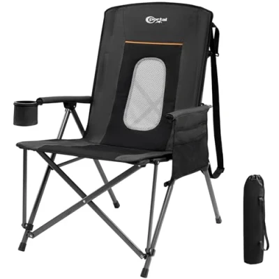 Abbildung von Portal Campingstuhl Faltbar Klappstuhl 180 KG Belastbar mit Hochlehner Verstellbar Camping Anglerstuhl Gartenstuhl Sessel Tasche Getrankhalter für Garten Balkon Picknick