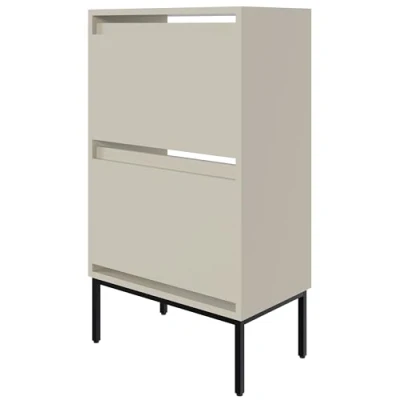 Abbildung von Selsey Schuhschrank Schuhregal 50 cm 2 Klappen Schuh Schrank Schuhaufbewahrung Stehend Schwarz Schwarze Beine Bemmi