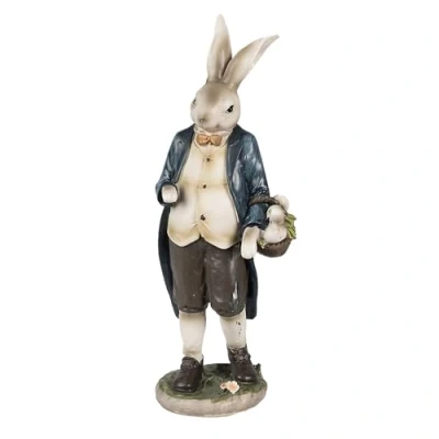 Abbildung von Clayre &amp; Eef Figur Kaninchen 25 cm Braun Blau Polyresin Osterdekoration