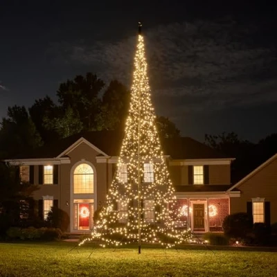 Abbildung von Fairybell Fahnenmast Weihnachtsbäume 7 Meter 1500 LED Leuchten Warmweiß
