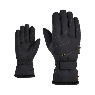 Abbildung von Ziener Damen KAHLI Ski Handschuhe/Wintersport Primaloft, Plüschfutter, Black.Gold Art, 6