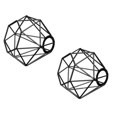 Abbildung von ledscom.de 2 Stück Käfig Lampenschirm, schwarz, E27 / E14, 160mm Ø