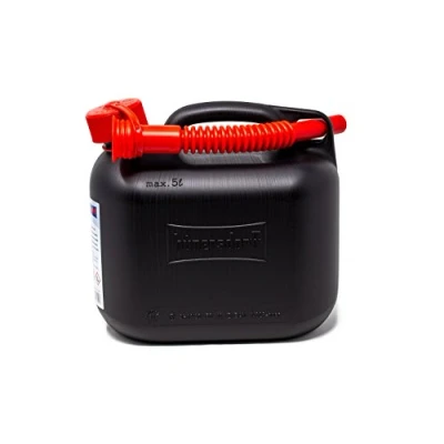 Abbildung von hünersdorff Kraftstoffkanister 5 l, schwarz, Made in Germany, TÜV geprüft, für Benzin und Diesel, E10 geeignet, mit Sicherheitsverschluss, inkl. Ausgießer