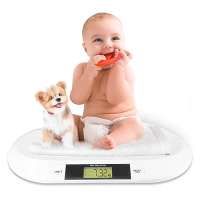 Abbildung von Silvergear® Babywaage Digitale Kinderwaage bis 20Kg Digitalwaage für Neugeborene Waage Babys met LED Anzeige Gewichtskontrolle ab Geburt Tierwaage 54,5 x 31,5 3,5cm Weiß