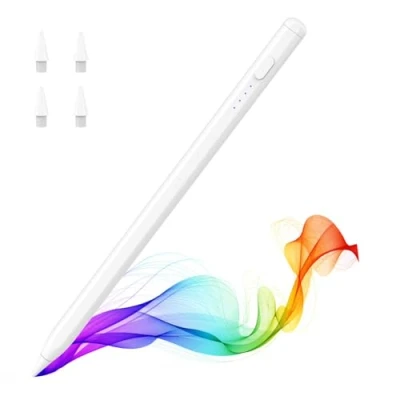 Abbildung von MoKo Stift für iPad (A16) 11. 10. Gen, Stylus 2018 2025 Apple 11/10/9/8/7/6/A16,Mini 7/6/5,Air M3/M2 11&quot;/13&quot;/5/4/3, Pro M4 13&quot;/12,9&quot;/11&quot; Neigungssensibilität,USB C Schnellladung, Weiß