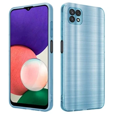 Abbildung von Cadorabo Hülle kompatibel mit Samsung Galaxy A22 5G Schutzhülle TPU Silikon Case Brushed Design Kameraschutz Slim Kratzfest Weiche Gummi Rundumschutz für in Türkis